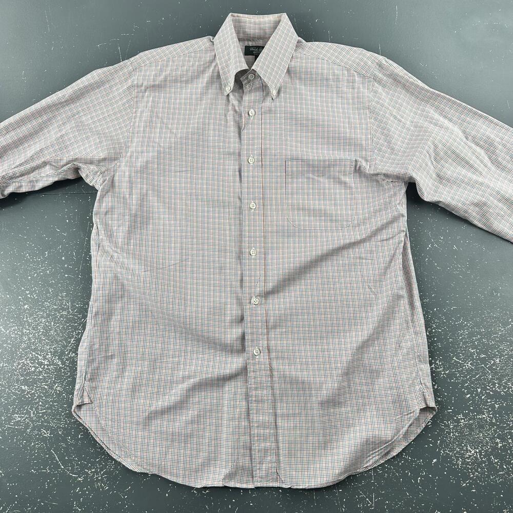 VTG Brooks Brothers Shirt Men Med Micro Check Egyptian Cotton Country Club EUC - Picture 4 of 8